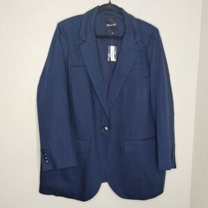 Madewell The Larsen Blazer in Drapeweave Deep Indigo Plus Size 2X NK342 NWT